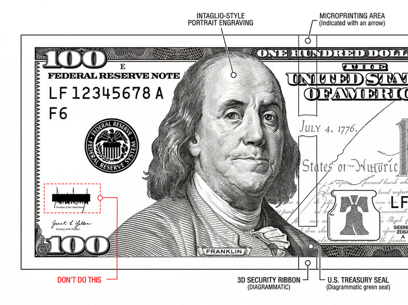 $100 bill field diagram